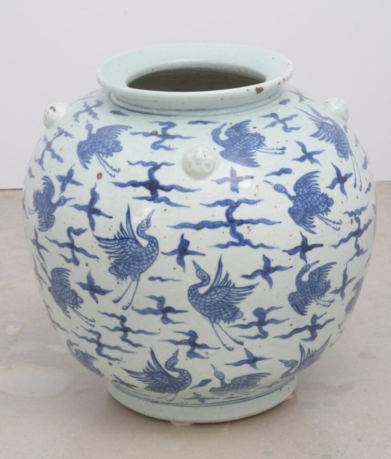 Blue and White Vase with Bird Motif