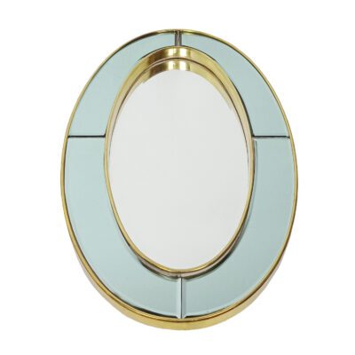 Robins Egg Green Glass Art Deco Style Mirror