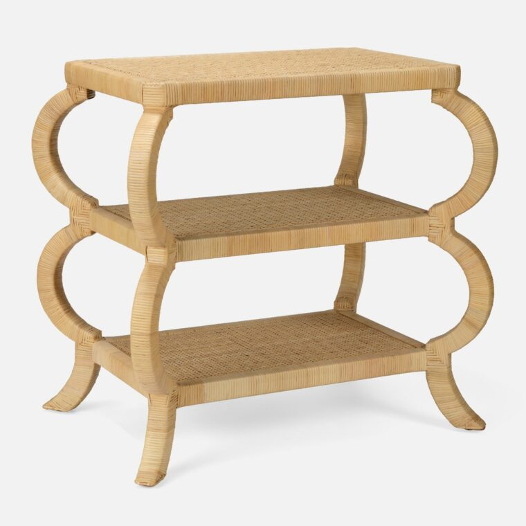 Rattan Side Tables with Exaggerated Frame