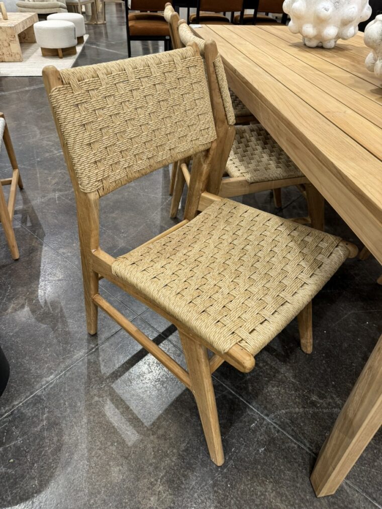 Outdoor Teak and Faux Rattan Dining Chair