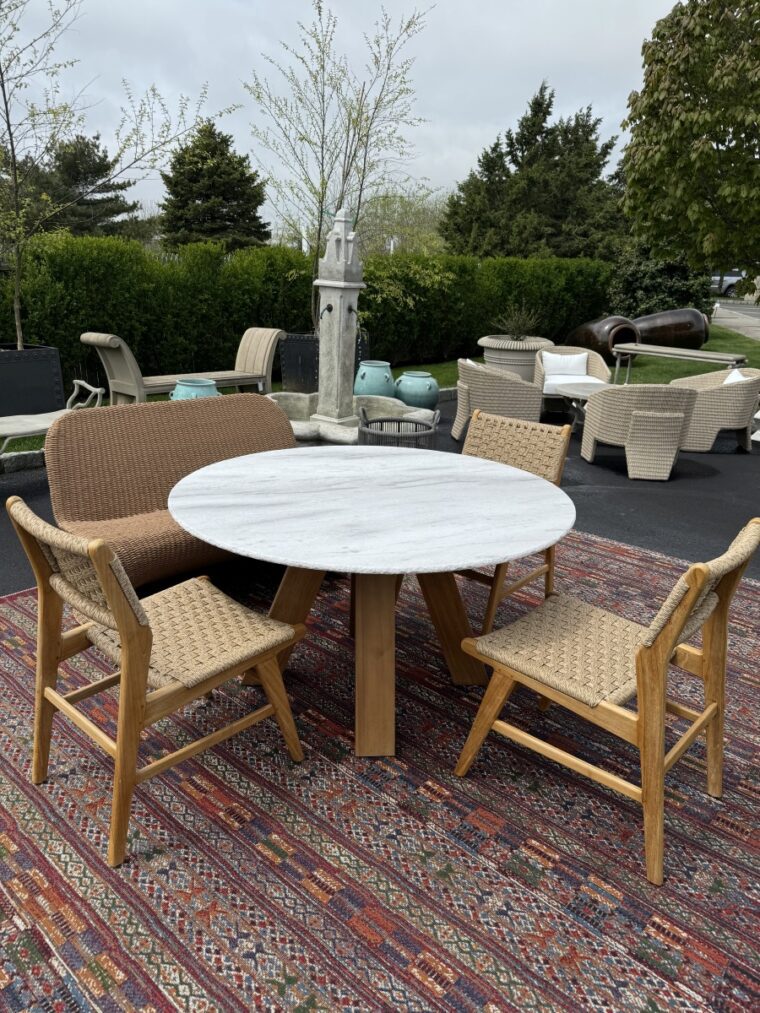 Outdoor Teak and Faux Rattan Dining Chair