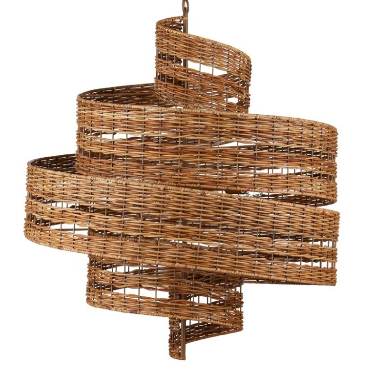 Spiral Rattan 5 Light Chandelier