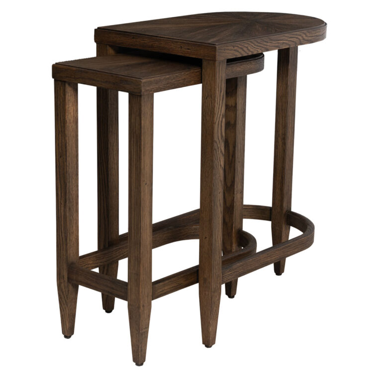 Set of 2 Solid Oak Nesting Tables - Image 2
