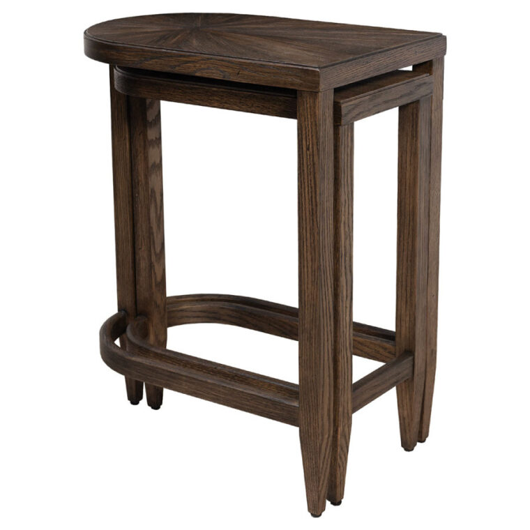 Set of 2 Solid Oak Nesting Tables - Image 3