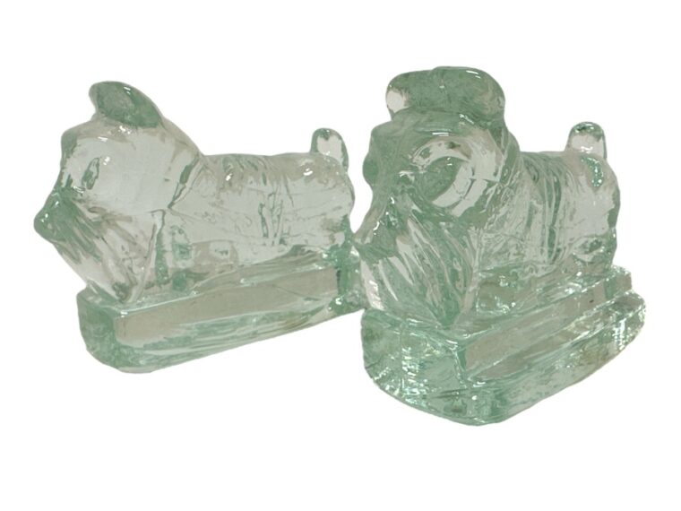 Vintage Set of Glass Scottie Dog Bookends