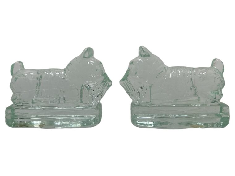Vintage Set of Glass Scottie Dog Bookends