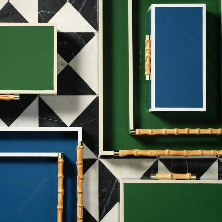 High Gloss Lacquered and Bamboo Trays
