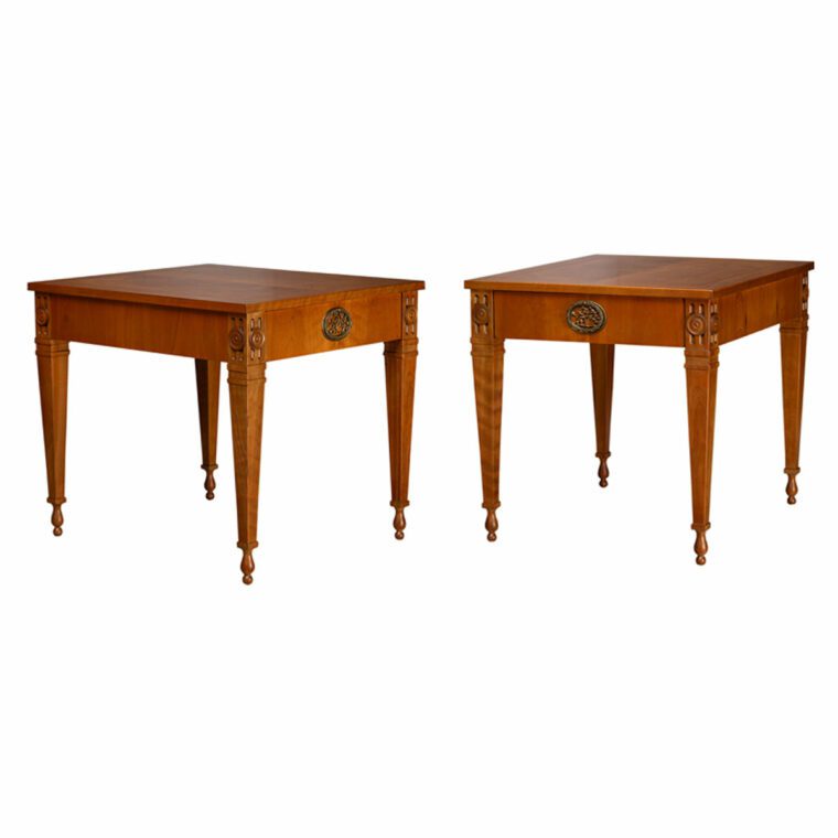 Pair of Vintage Baker Neoclassical Walnut Side Tables