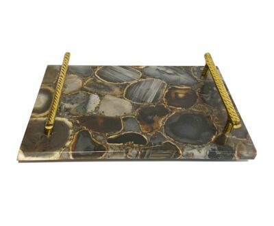 Agate and Brass Handle Tray