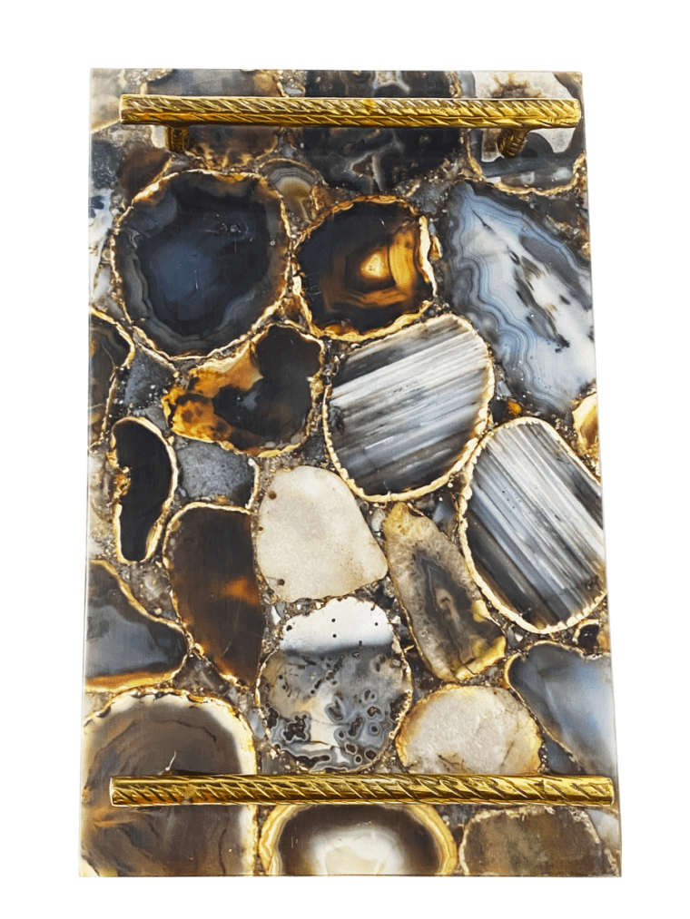 Agate and Brass Handle Tray