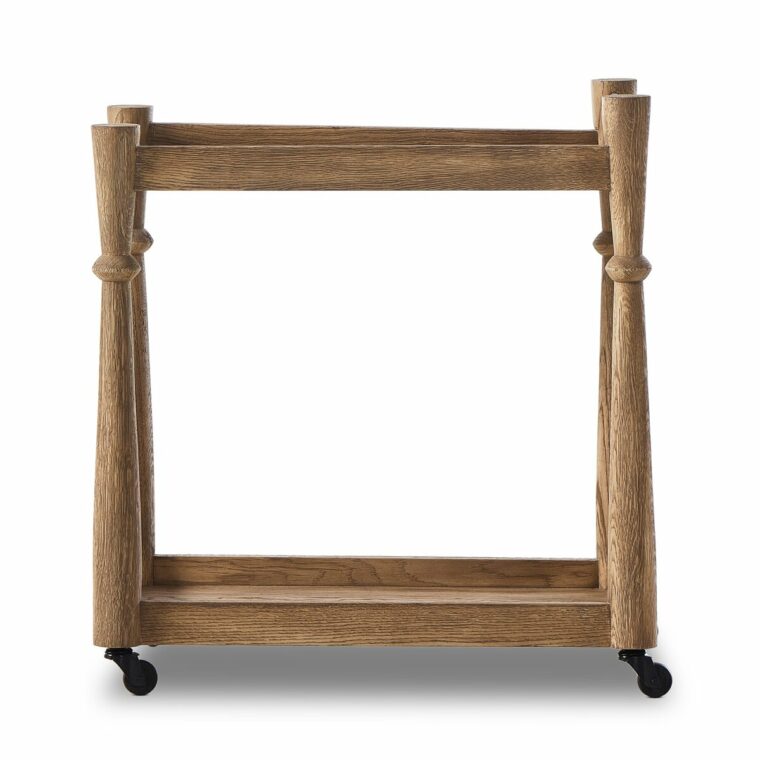 Light Wash Oak Bar Cart