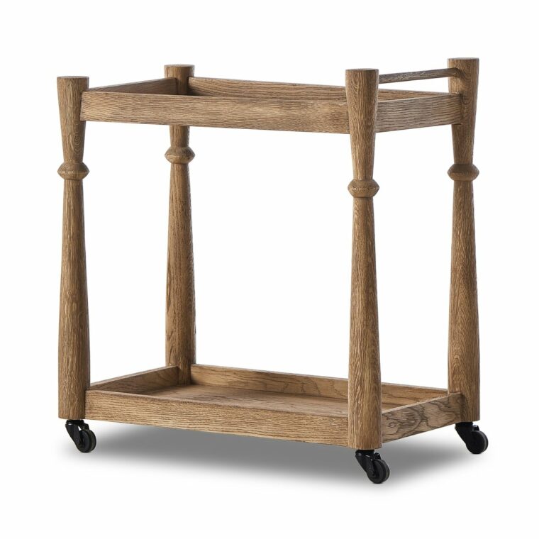 Light Wash Oak Bar Cart