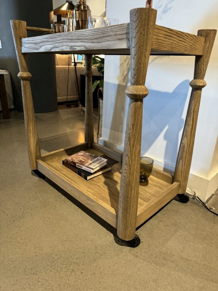 Light Wash Oak Bar Cart