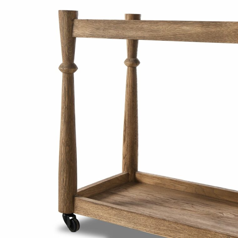 Light Wash Oak Bar Cart