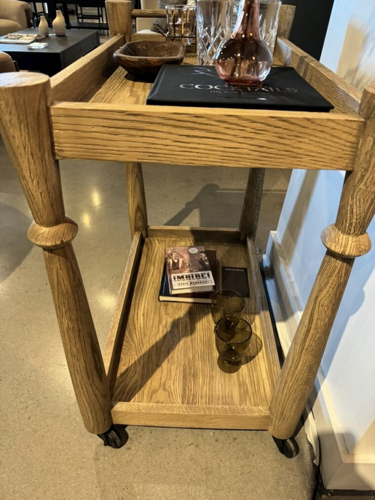 Light Wash Oak Bar Cart