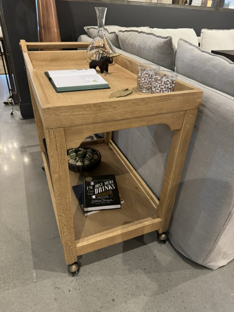 Chinese Style Oak Bar Cart