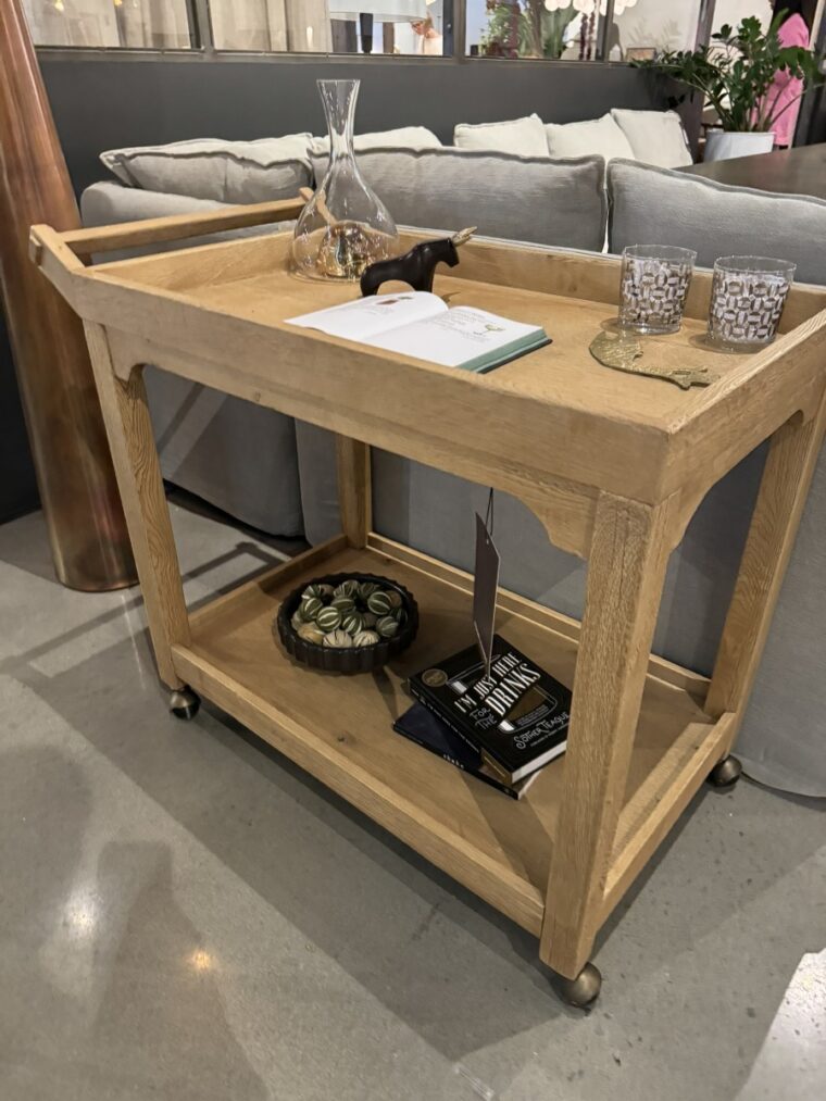 Chinese Style Oak Bar Cart