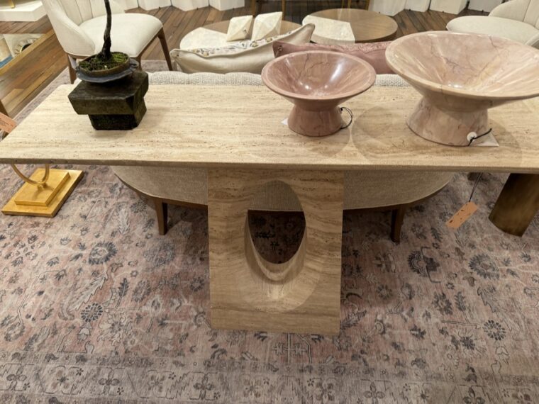 Travertine Cut Out Console Table