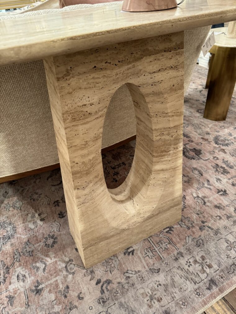 Travertine Cut Out Console Table