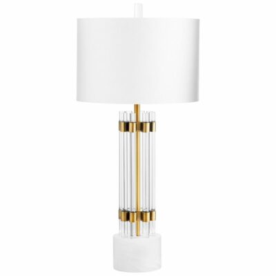 Mona Glass Rod, Brass and Marble Table Lamp