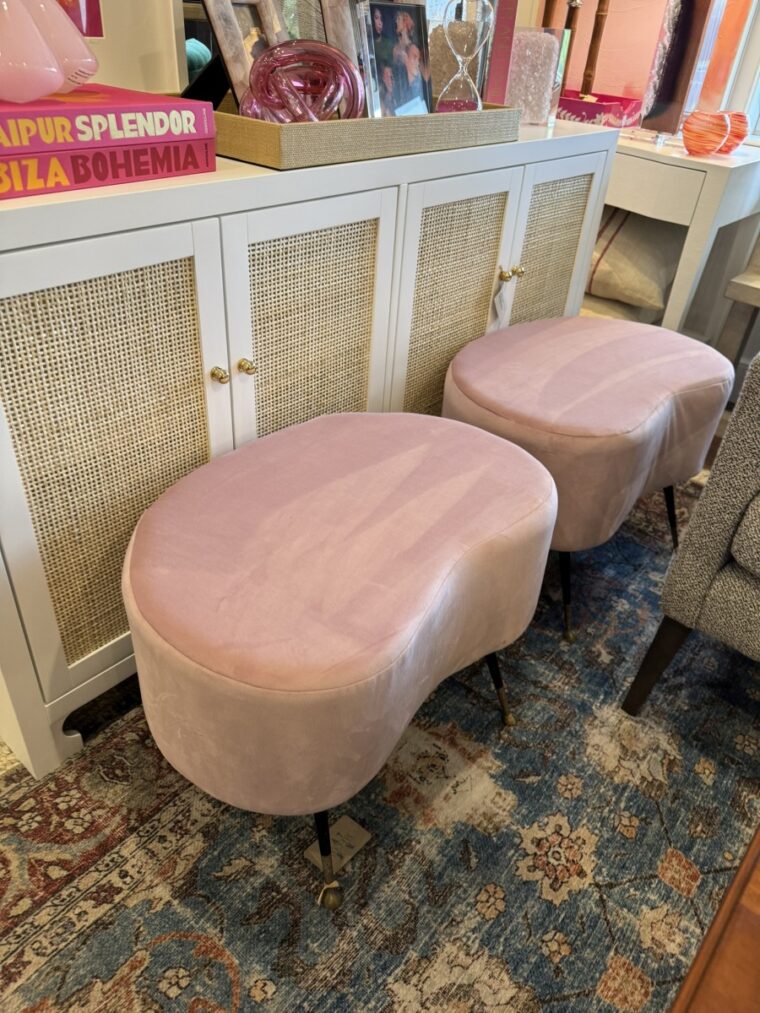 Pair of Vintage Italian Mid-Century Pink Bean Stools