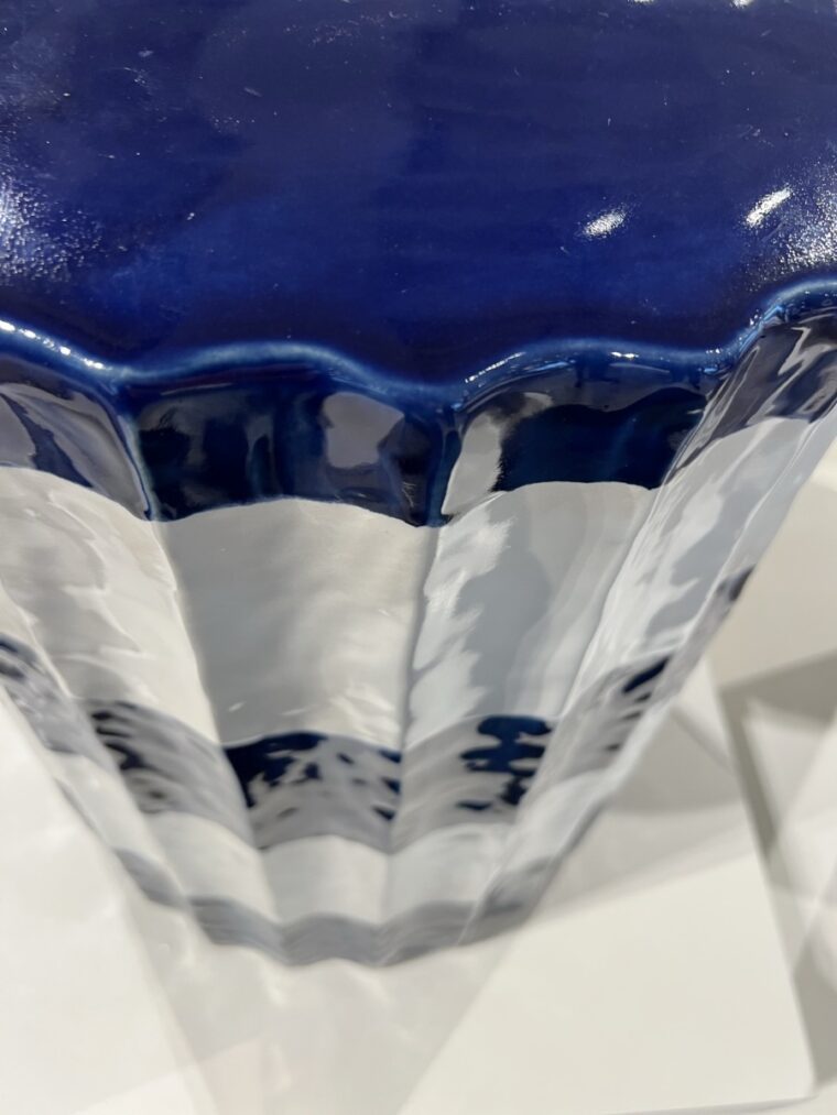Cruz Blue and White Striped Ceramic Stool