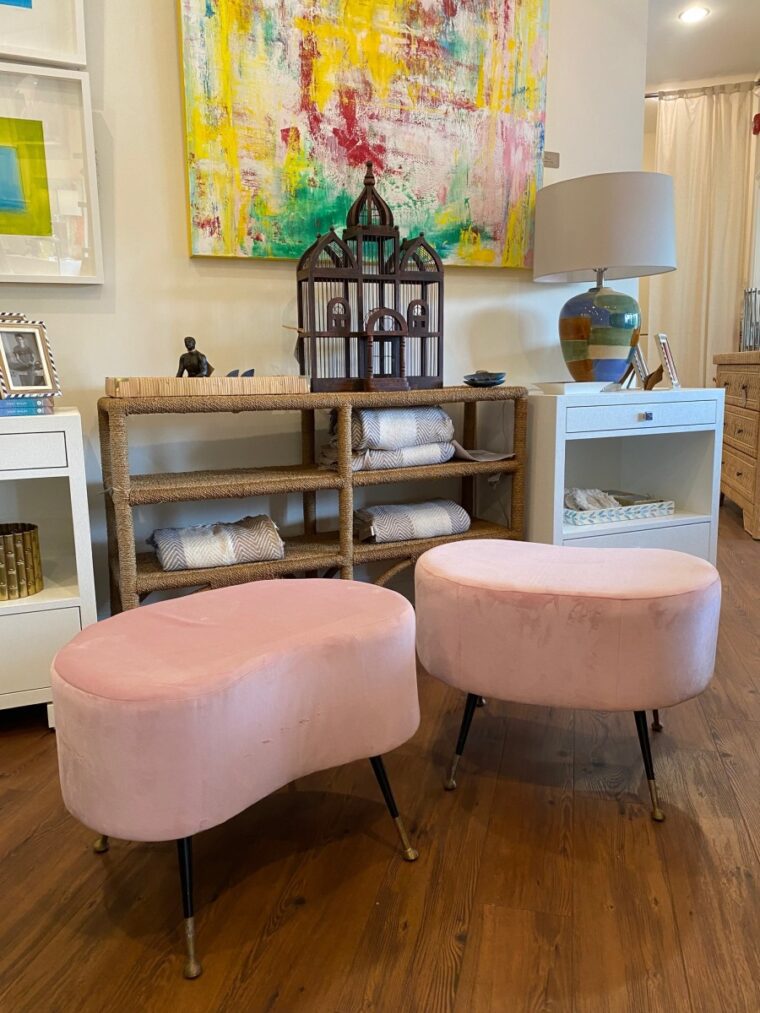 Pair of Vintage Italian Mid-Century Pink Bean Stools