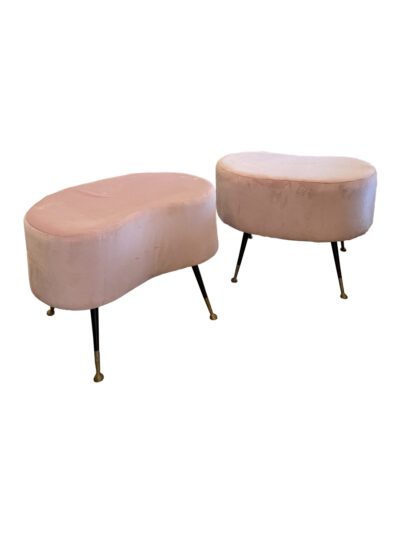 Pair of Vintage Italian Mid-Century Pink Bean Stools