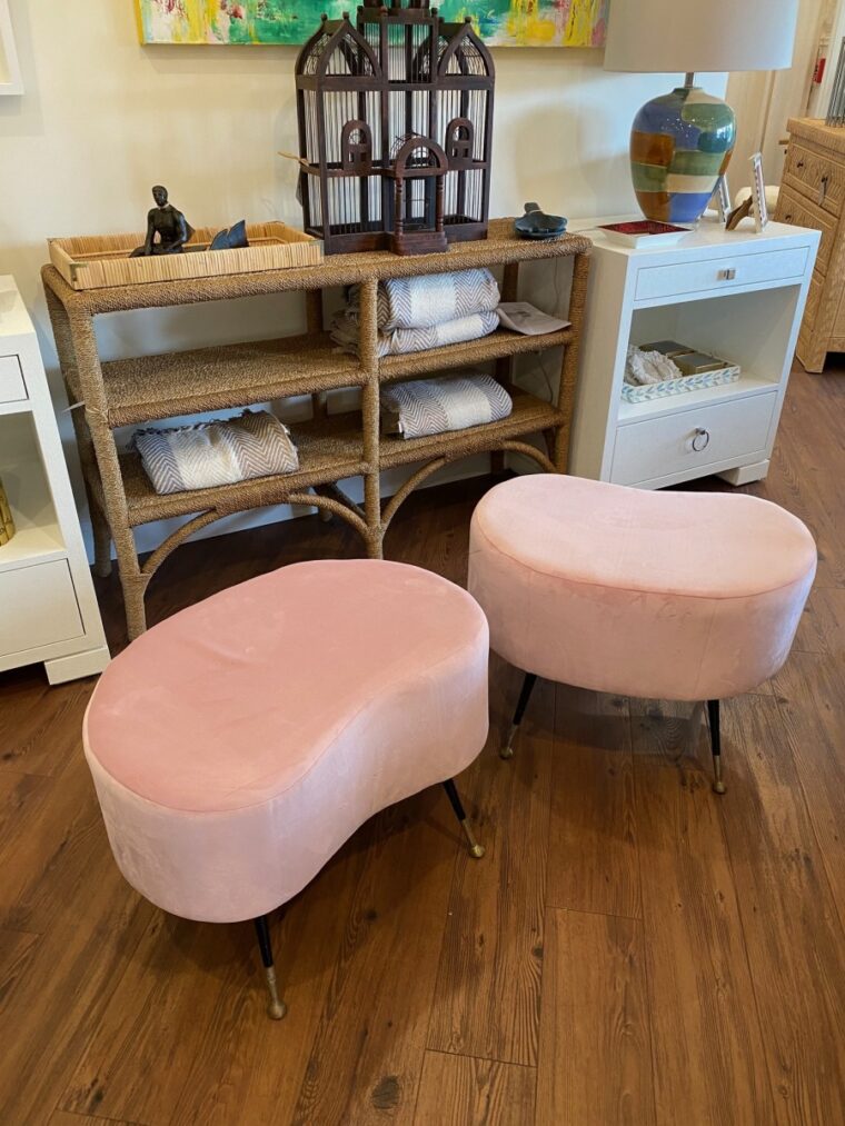 Pair of Vintage Italian Mid-Century Pink Bean Stools