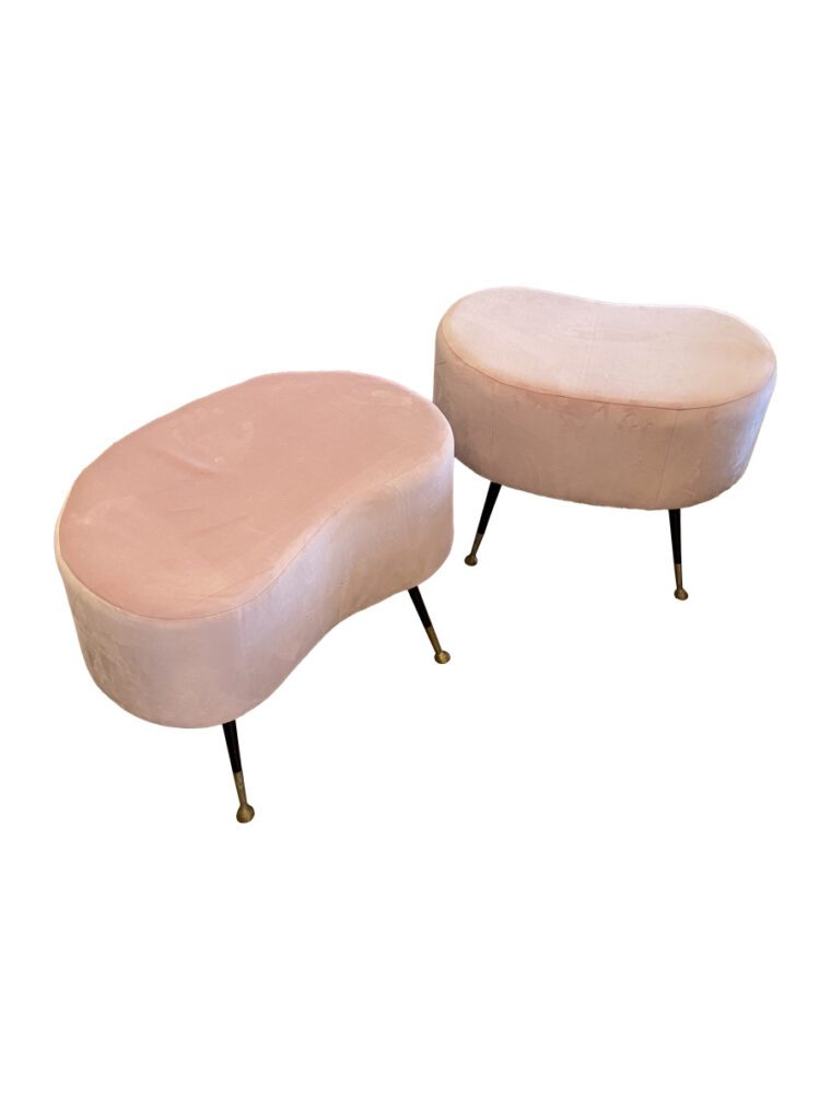 Pair of Vintage Italian Mid-Century Pink Bean Stools