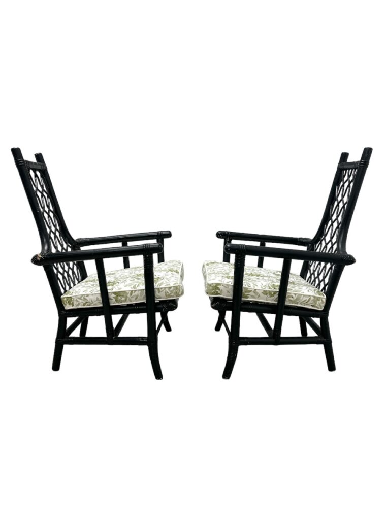 Pair of Petite Vintage Black Ficks Reed Chairs