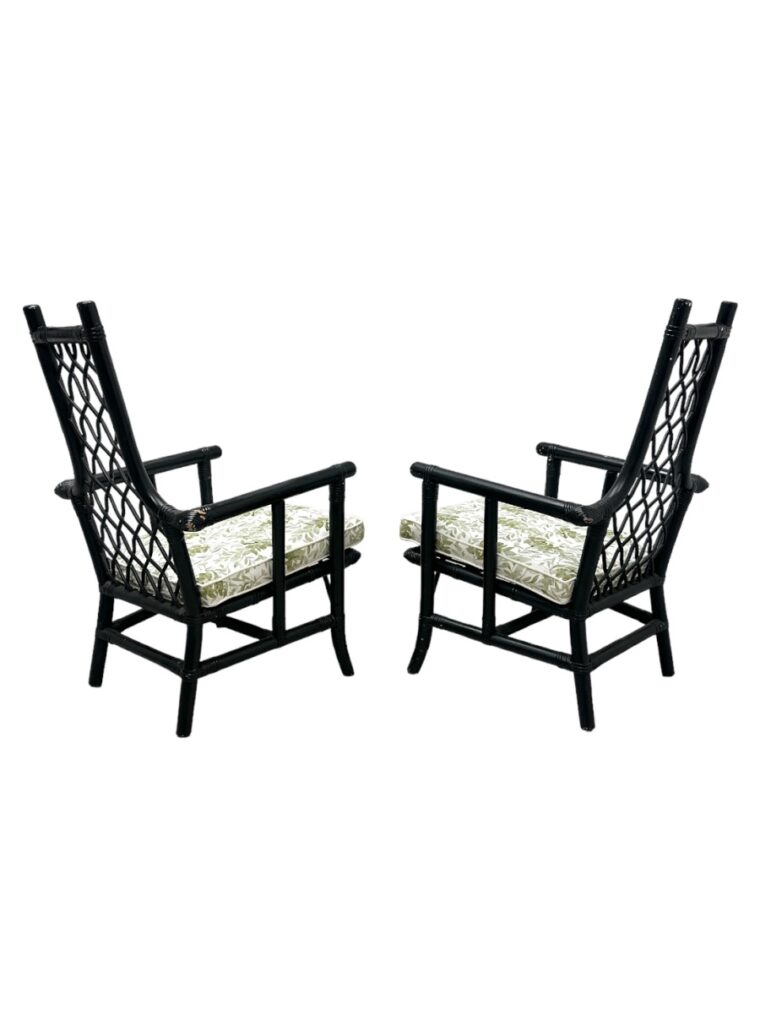 Pair of Petite Vintage Black Ficks Reed Chairs