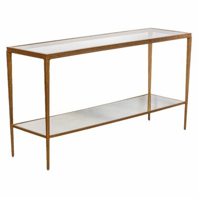 Haver Antiqued Brass and Mirrored Metal Console