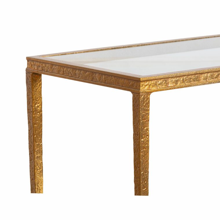 Haver Antiqued Brass and Mirrored Metal Console