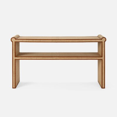 Matthew Raffia Console with Leather Trim