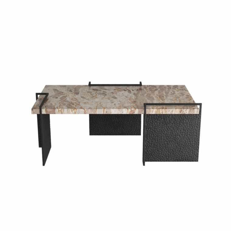 Hektor Marble and Hammered Metal Coffee Table