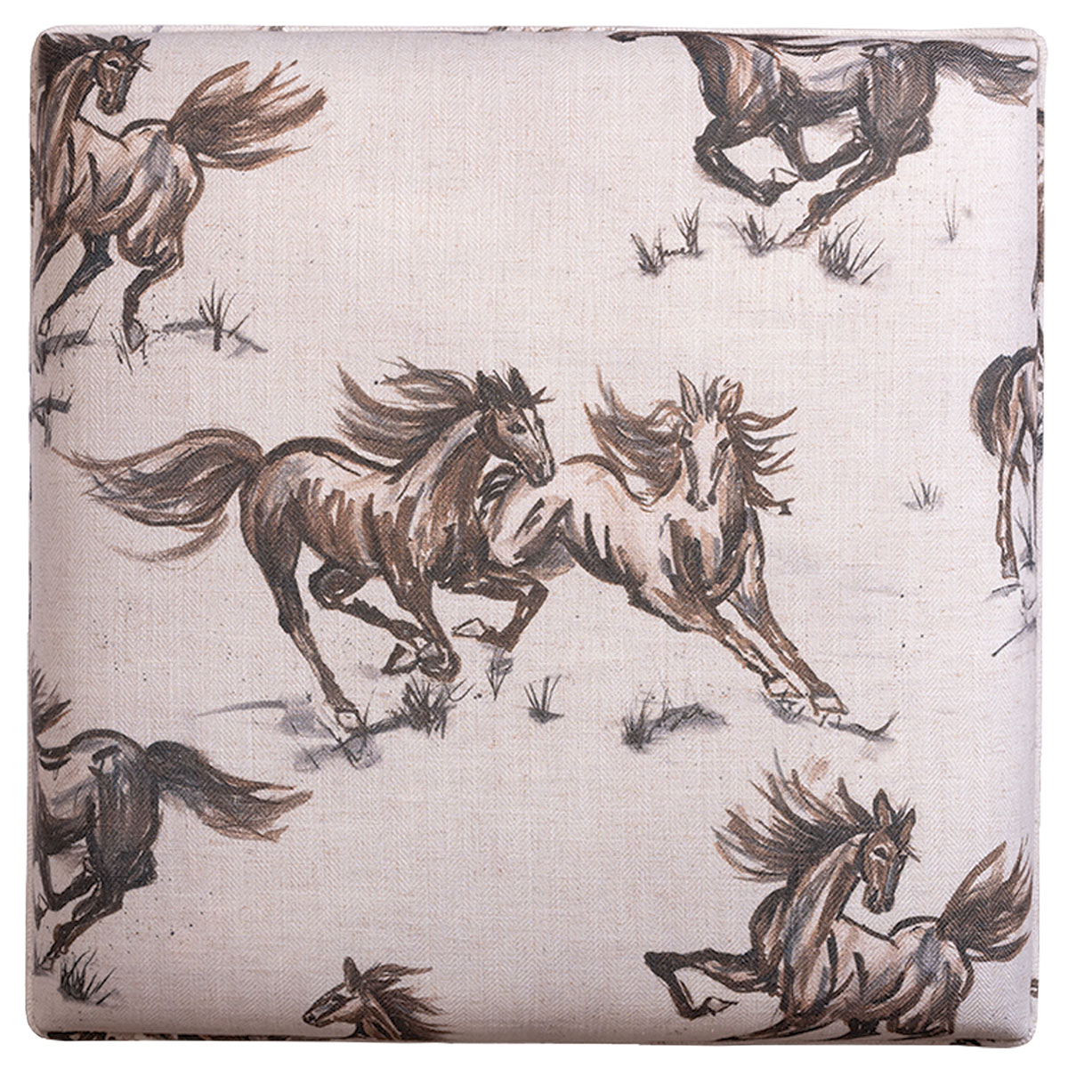 Monty Stool in Horse Fabric - Mecox Gardens