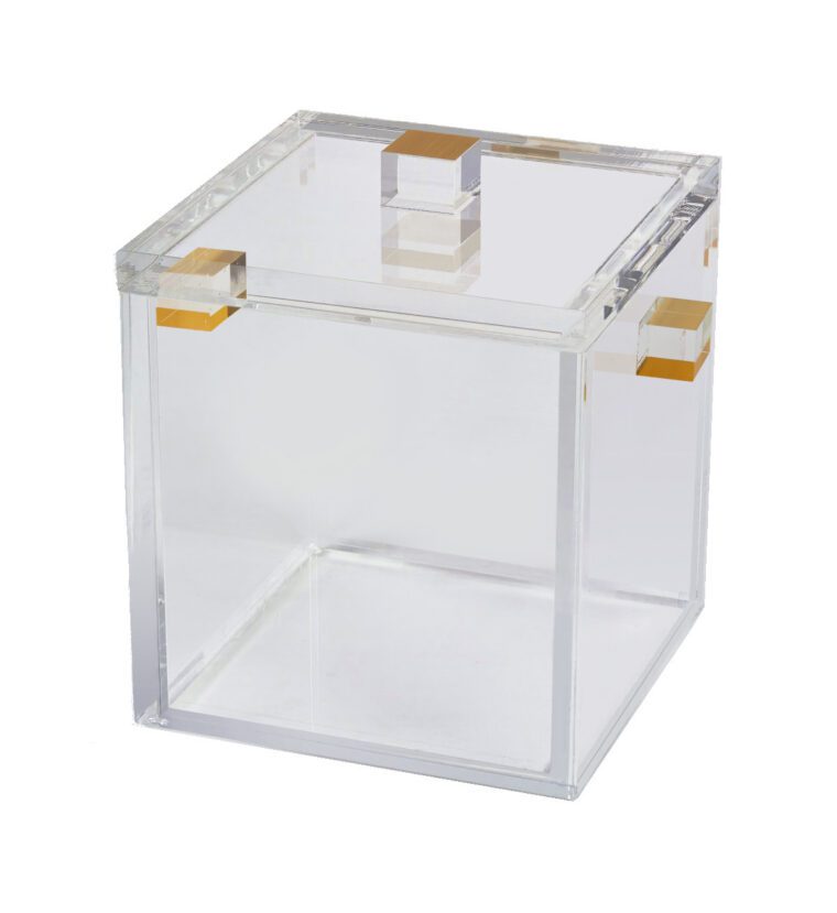 Clear Acrylic Ice Bucket with Gold Accents