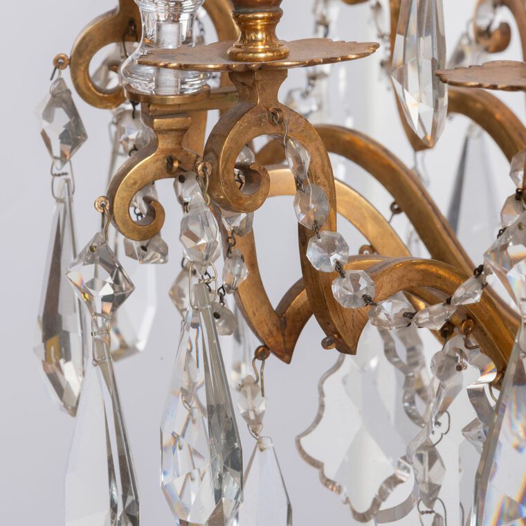 Antique Italian Gilt and Crystal Chandelier - Image 5