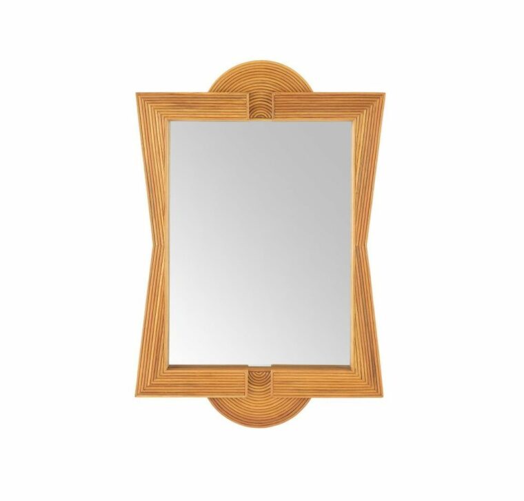 Mid-Century Style Natural Rattan Mirror