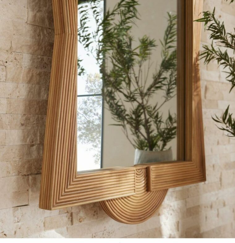 Mid-Century Style Natural Rattan Mirror - Image 5