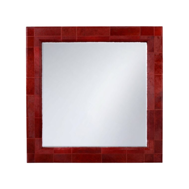 Tauro Patterned Red Hair on Hide Wall Mirror
