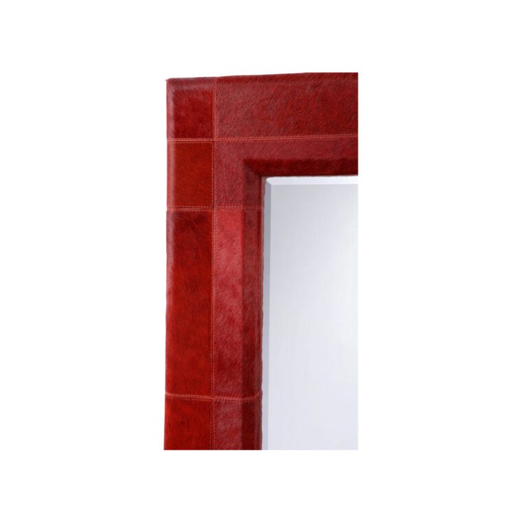 Tauro Patterned Red Hair on Hide Wall Mirror - Image 2