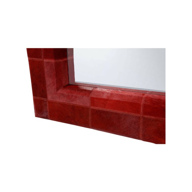 Tauro Patterned Red Hair on Hide Wall Mirror - Image 3