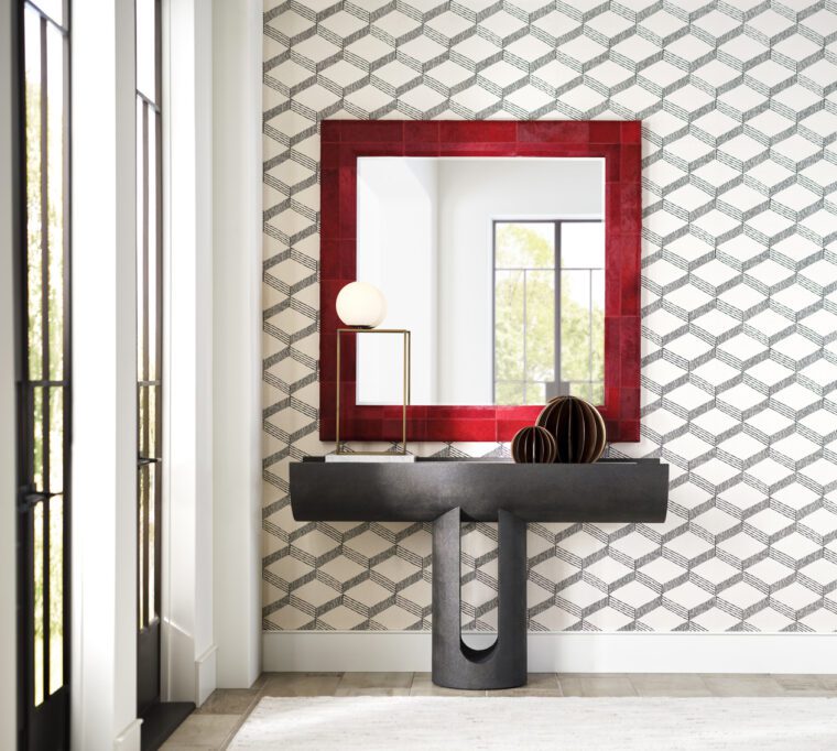 Tauro Patterned Red Hair on Hide Wall Mirror - Image 5