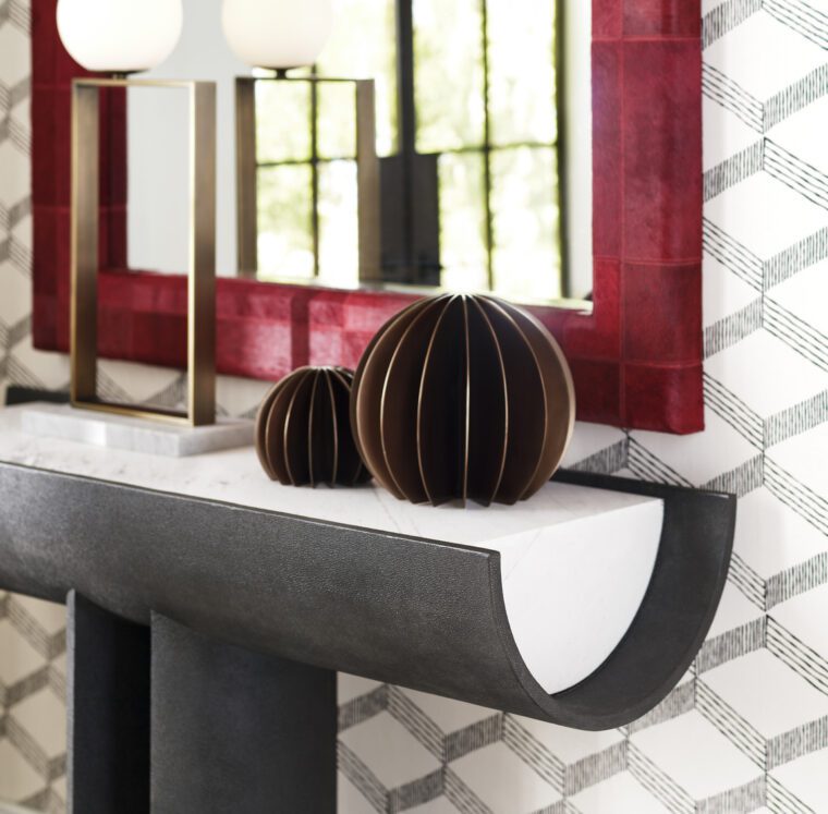 Tauro Patterned Red Hair on Hide Wall Mirror - Image 6