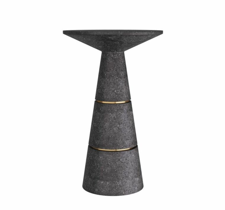 Tapered Charcoal Glass Stone Side Table