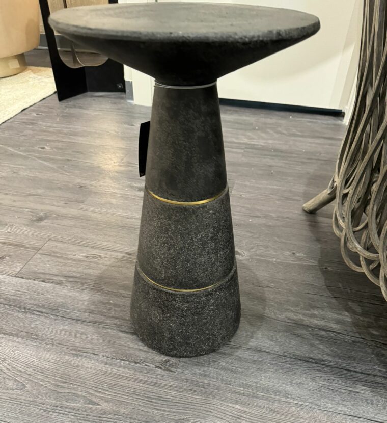 Tapered Charcoal Glass Stone Side Table - Image 5