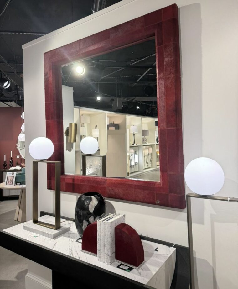 Tauro Patterned Red Hair on Hide Wall Mirror - Image 7