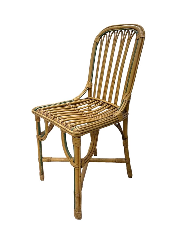 Set of 3 Vintage French Bistro Bamboo Cafe Chairs - Image 4